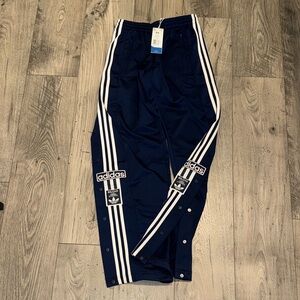 Adidas Men's Dark Blue Joggers with White Stripes